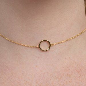 Cyclical Choker with Lab Grown Diamond - 14K Gold Vermeil
